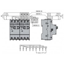 Barra di allacciamento per 4 Salvamotore SM1P Lovato 11SMX9034 dimensioni e schema