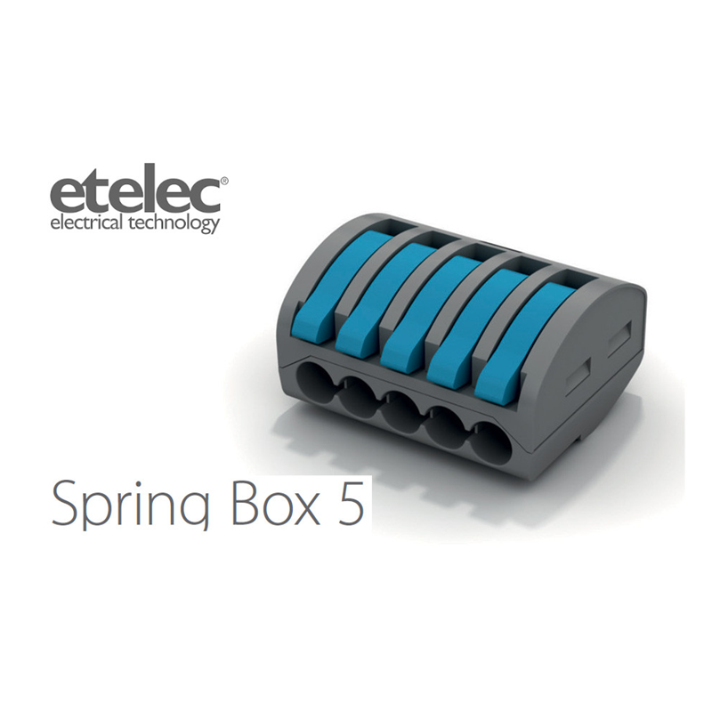 Connettore Isolato a Leve 1 Polo e 5 Conduttori SpringBox5 Etelec SBOX5