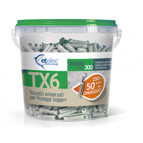 Tasselli TX6 6x30Mm in Barattolo da 300 + 50 Pz Etelec TAK300