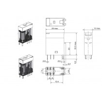 Rele' 2 Scambi bobina 230V AC con led indicatore di stato Omron G2R-2-SN-230AC dimensioni
