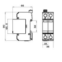 Scaricatore di Sovratensione per fotovoltaico Tipo 2 600VDC Italweber  dimensioni