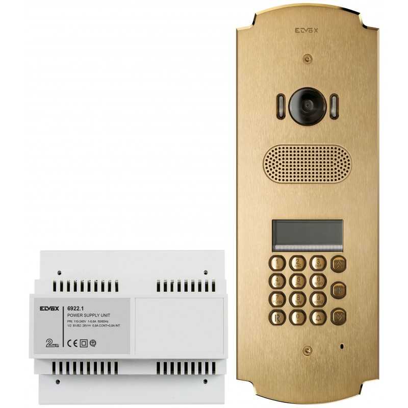 Kit Audio Video Ottone Satinato con Tastiera e Display Espandibile Due Fili Plus Patavium ELVOX K41641