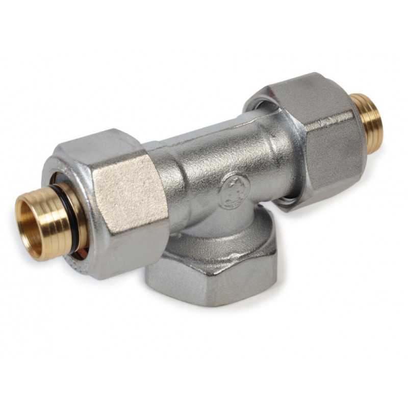 Raccordo a T filettato femmina 1/2"con adattatori 20x2 Giacomini R569MX057