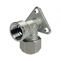 Raccordo a gomito femmina con staffa a muro 12 x (20 x 2) Giacomini R572MX057