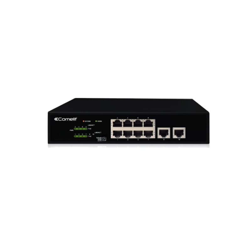 Switch di Rete 8 Porte PoE + 2 Uplink Gigabit Comelit IPSWP10N01A
