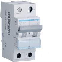 Magnetotermico 1 Polo+N 6A 4,5KA C 2 Moduli Hager MYN506