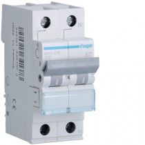 Magnetotermico 1 Polo+N 10A 4,5KA C 2 Moduli Hager MYN510