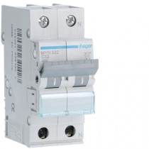 Magnetotermico 1 Polo+N 32A 4,5KA C 2 Moduli Hager MYN532