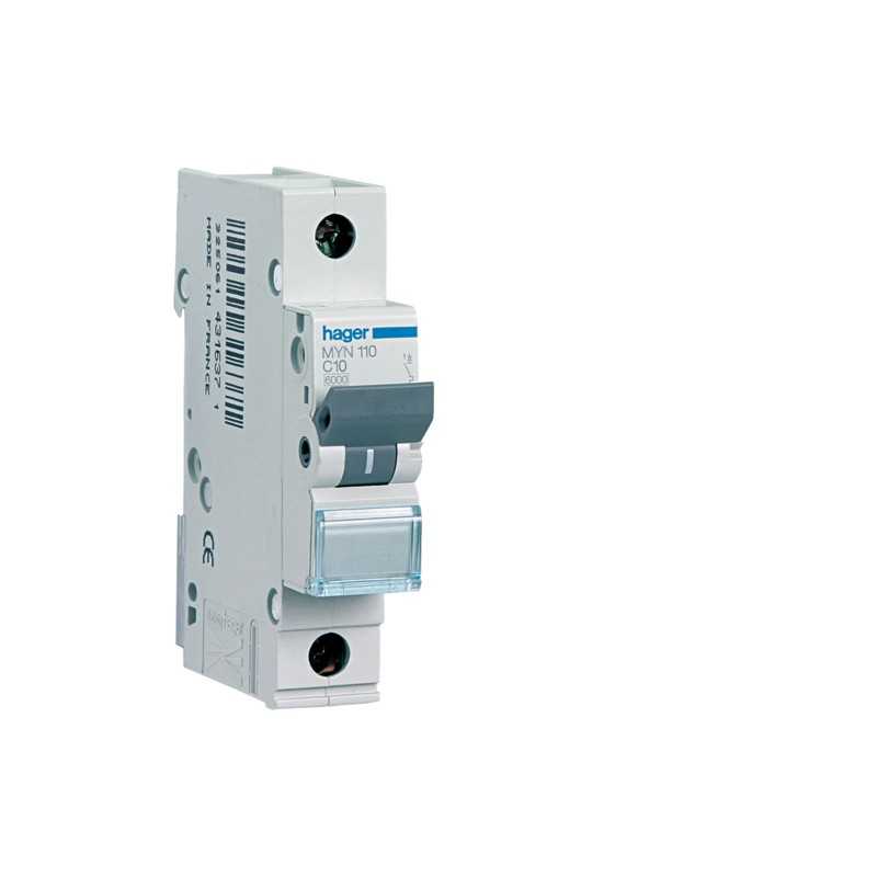 Magnetotermico 1 Polo 10A 4,5KA C 1 Modulo Hager MYN110