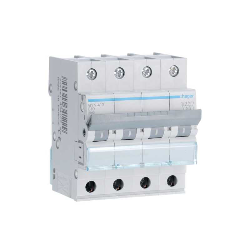 Magnetotermico 4 Poli 16A 4,5KA C 4 Moduli Hager  MYN416