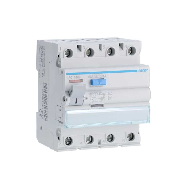 Differenziale Puro 4 Poli 40A 300MA AC 4 Moduli accessoriabile Hager  CFC440H