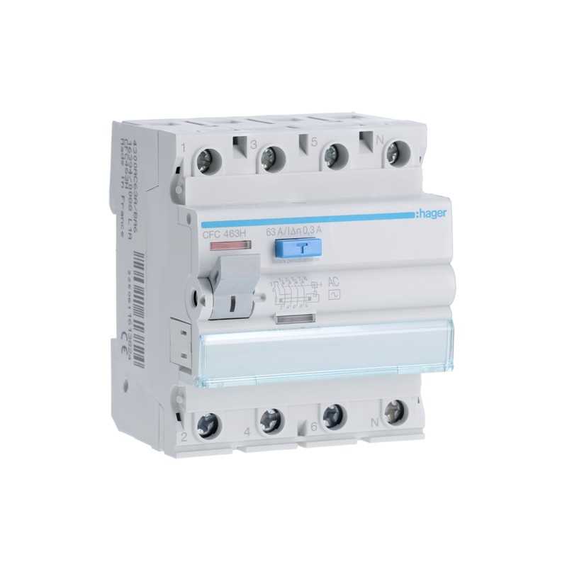 Differenziale Puro 4 Poli 63A 300MA AC 4 Moduli accessoriabile Hager  CFC463H