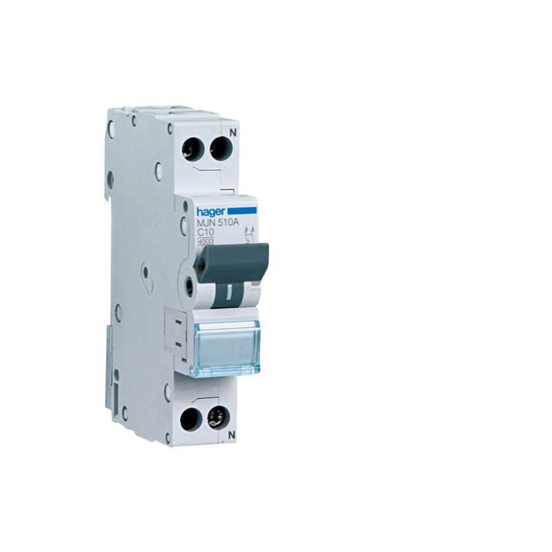 Magnetotermico 1 Polo+N 10A 4,5KA C 1 Modulo Hager  MJN510A