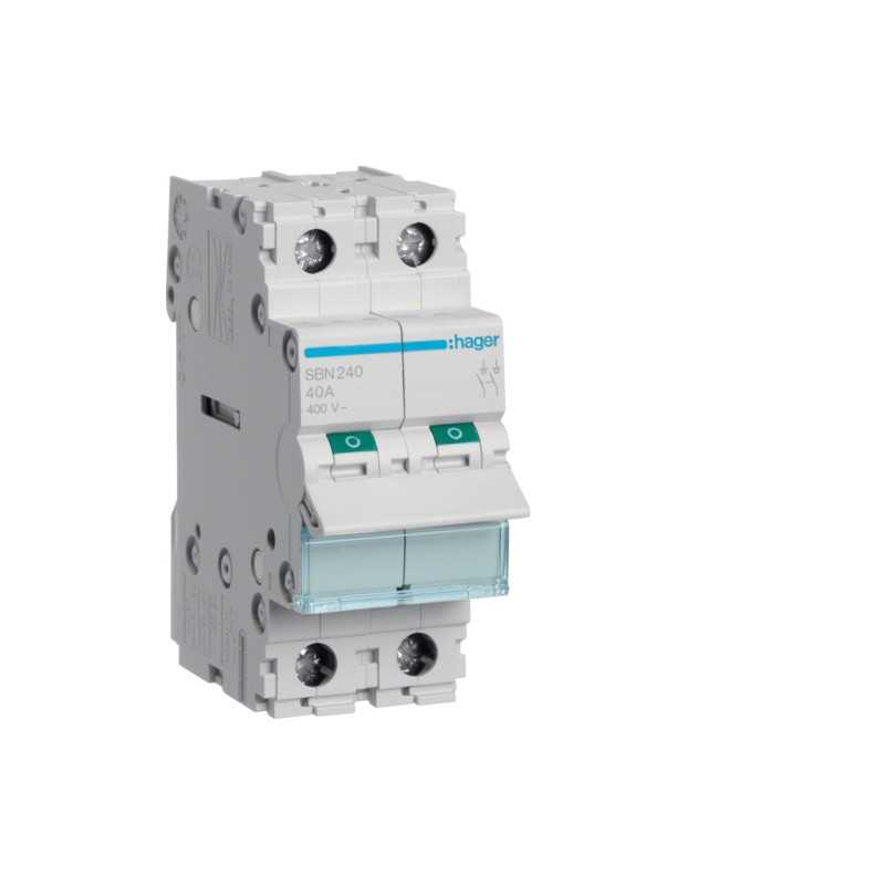 Sezionatore 2 Poli 40A 2 Moduli Hager SBN240