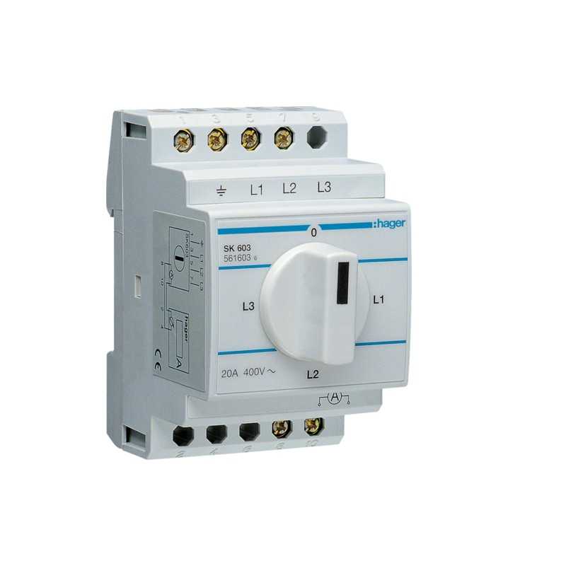 Commutatore amperometrico 3 Moduli Hager SK603