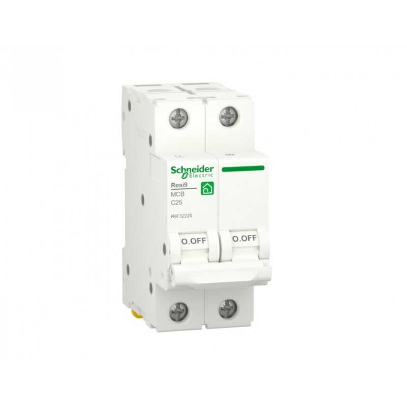 Magnetotermico Resi9 2 Poli 25A 4,5KA Curva C 2 Moduli Schneider R9F32225
