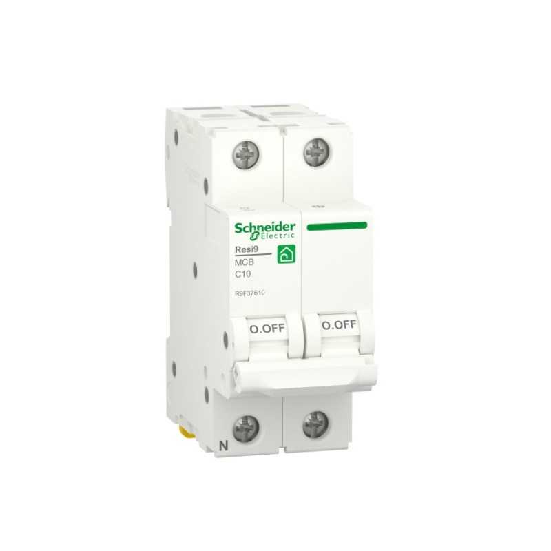 Magnetotermico Resi9 1P+N 10A 4,5KA Curva C 2 Moduli Schneider R9F37610