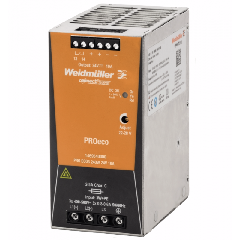 Alimentatore Switching Attacco Din 24V 240W 10A Weidmuller 1469540000