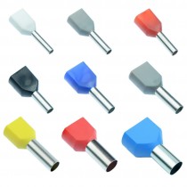 Terminale a bussola doppio 2x2,5 mmq preisolato blu confezione 100 pz