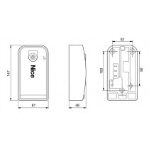 Blindino in alluminio con meccanismo di sblocco per fune metallica NICE KIOMINI dimensioni