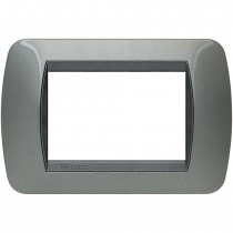 Placca 3 posti acciaio scuro in metallo Living International Bticino L4803AC