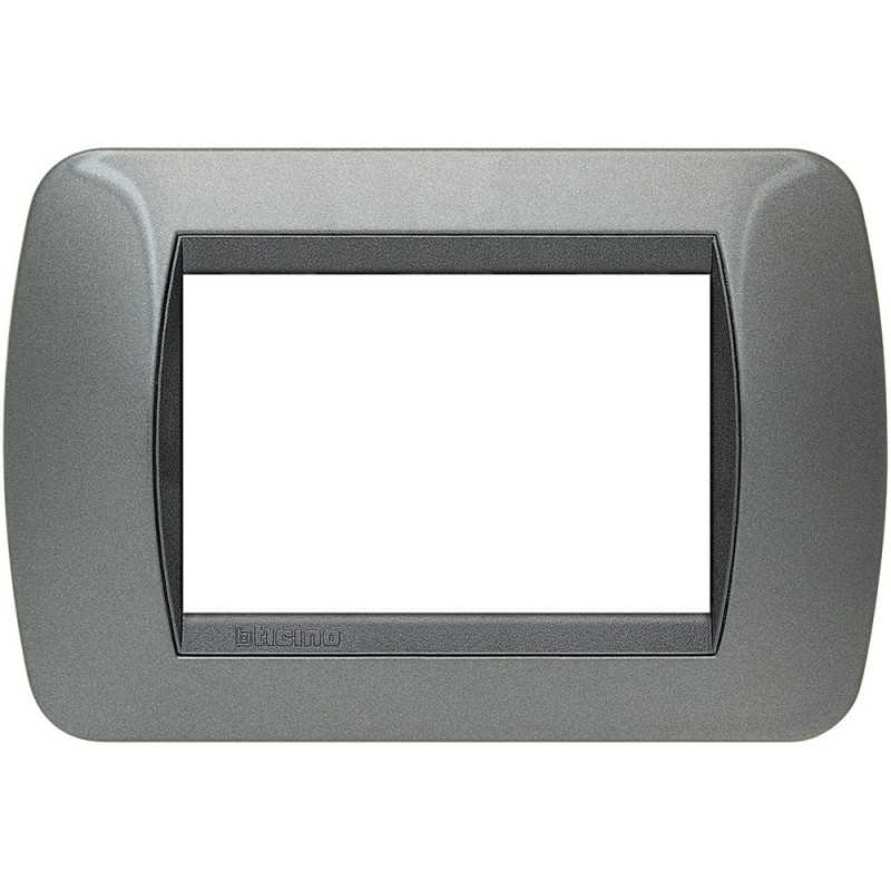 Placca 3 posti acciaio scuro in metallo Living International Bticino L4803AC