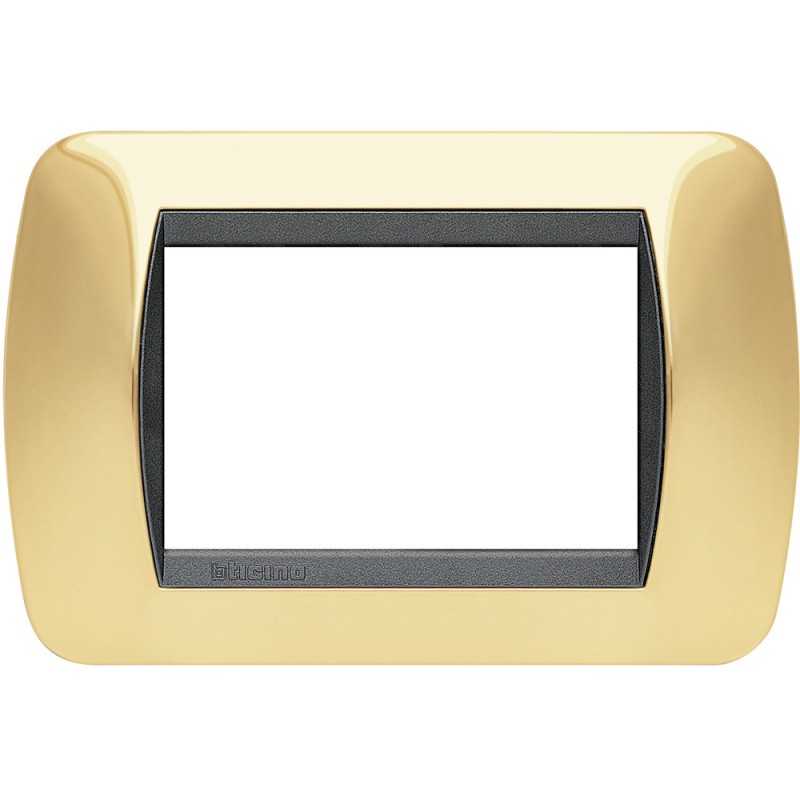 Placca 3 posti Oro Vero Living International Bticino L4803OR