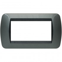 Placca 4 posti acciaio scuro in metallo Living International Bticino L4804AC