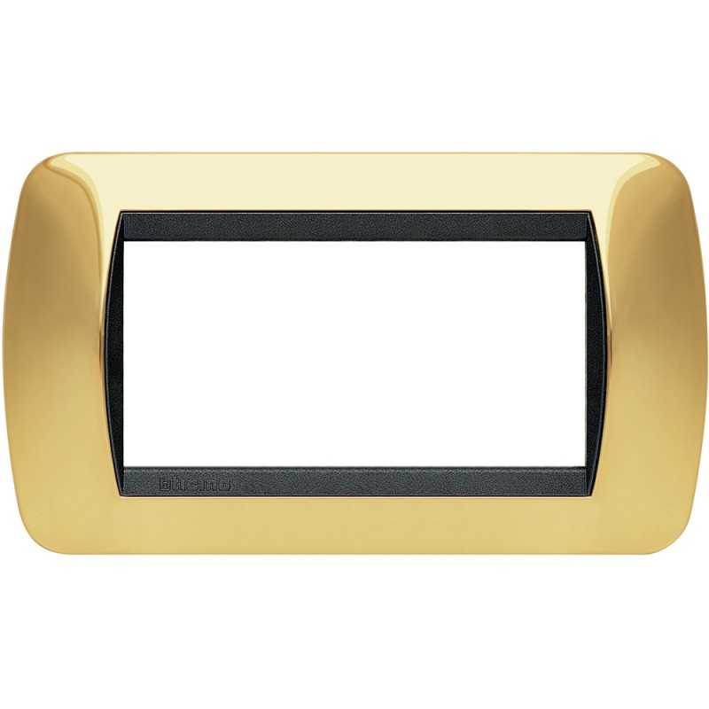 Placca 4 posti oro vero in metallo Living International Bticino L4804OR