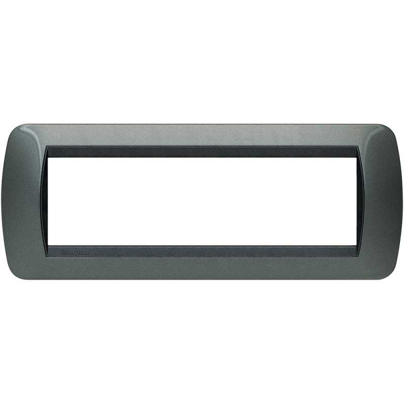 Placca 7 posti acciaio scuro in metallo Living International Bticino L4807AC