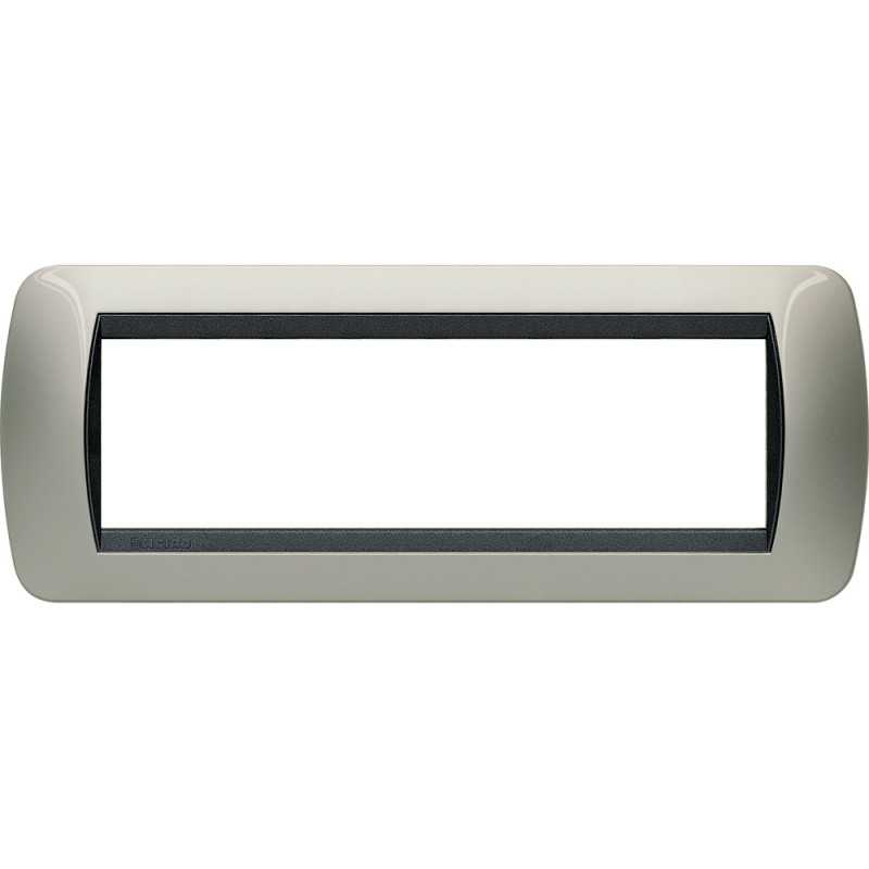 Placca 7 posti titanio chiaro in metallo Living International Bticino L4807TC