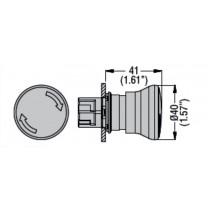 Pulsante a fungo con sgancio a rotazione serie Platinum Lovato LPSB6644 dimensioni