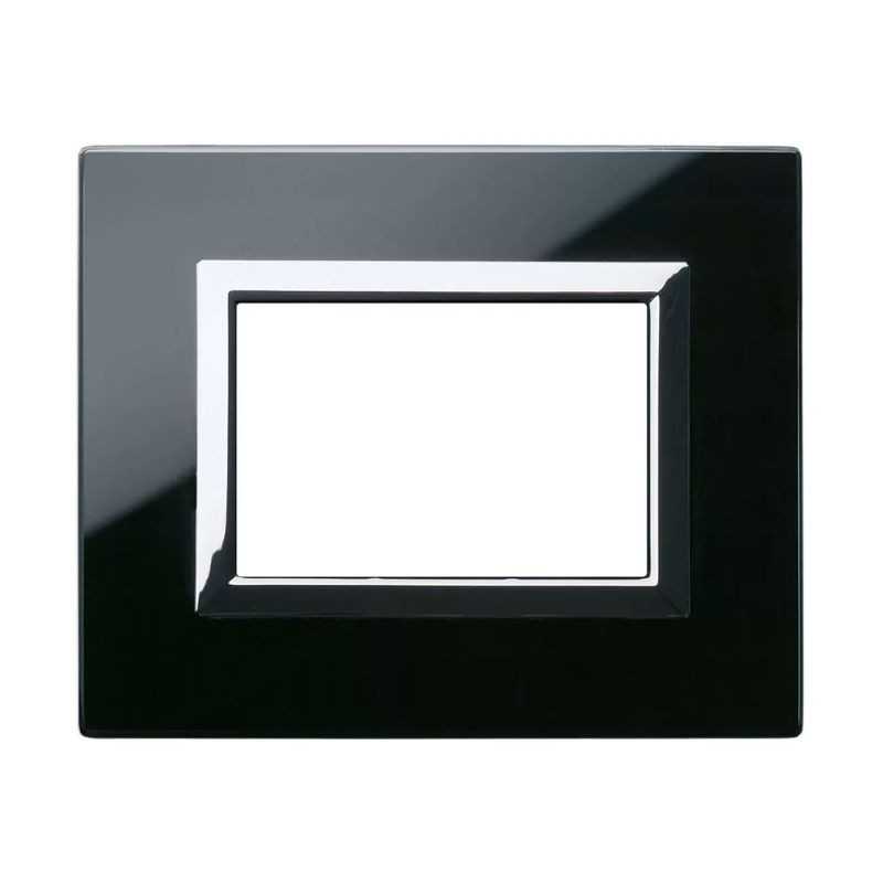Placca Ave Sistema 44 "Vera 44" Vetro 3 moduli Nero assoluto 44PV3NAL