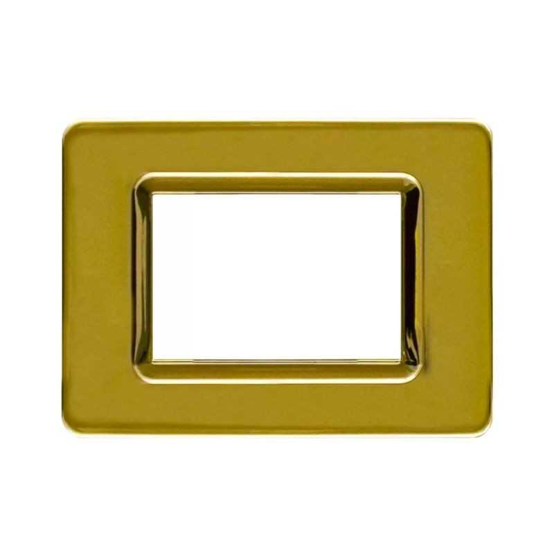 Placca SISTEMA 44 tecnopolimero 3 moduli Ottone lucido Ave 44PY03OT