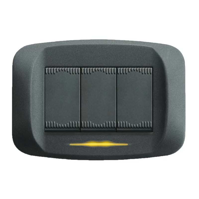 Placca Griglio scuro metallizzato 3 moduli Banquise 45 Ave 45PB93GSM