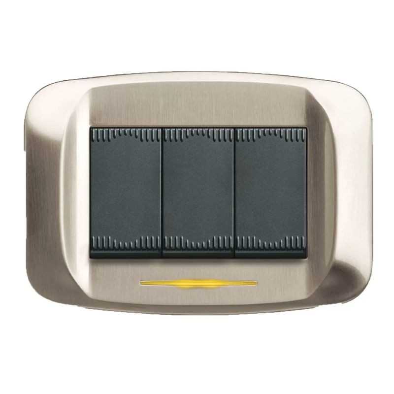 Placca Nichel spazzolato 3 moduli Banquise sistema 45 Ave 45PB93NCS