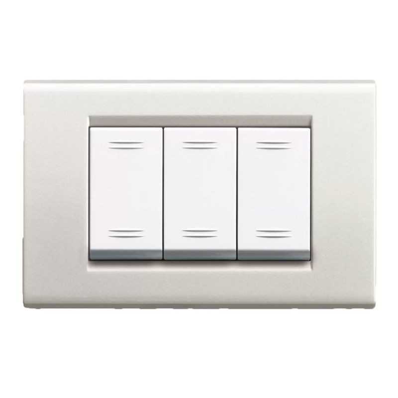 Placca Bianco Banquise micalizzato 3 moduli Zama 45 Ave 45P93BMC