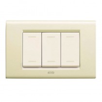Placca Bianco Blanc (RAL 1013) 3 moduli Zama sistema 45 Ave 45P93BP