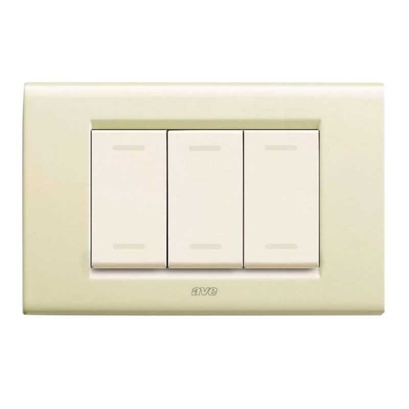Placca Bianco Blanc (RAL 1013) 3 moduli Zama sistema 45 Ave 45P93BP