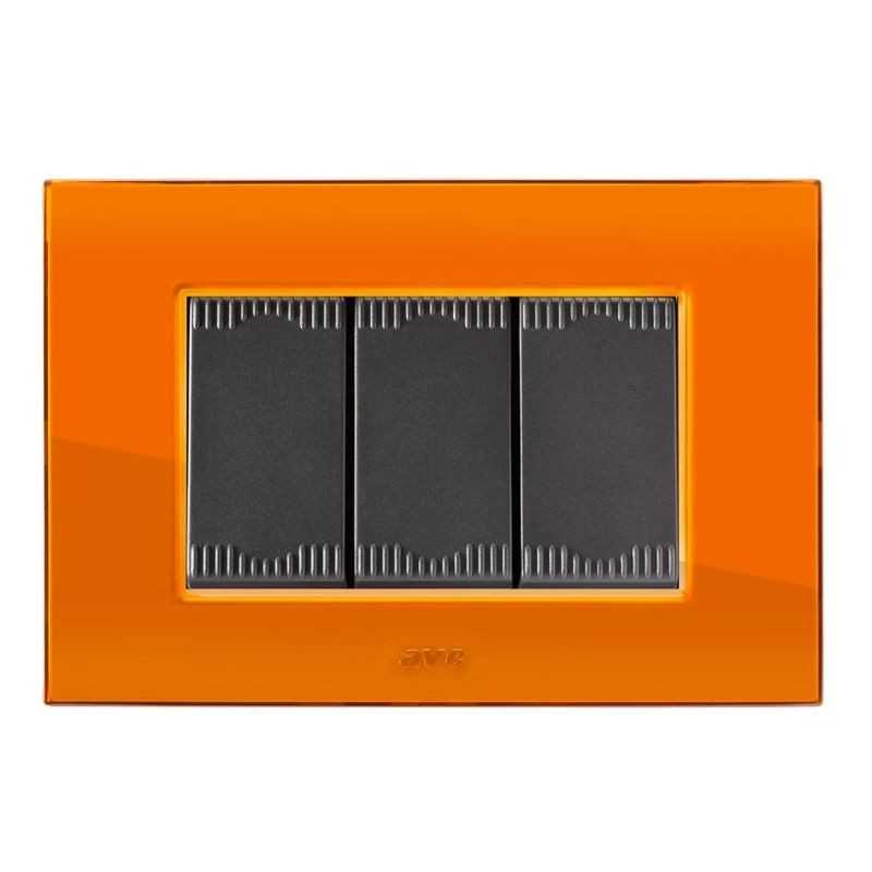 Placca Ambra brillante Spring 3 moduli in tecnopolimero Ave 45PS03ARB