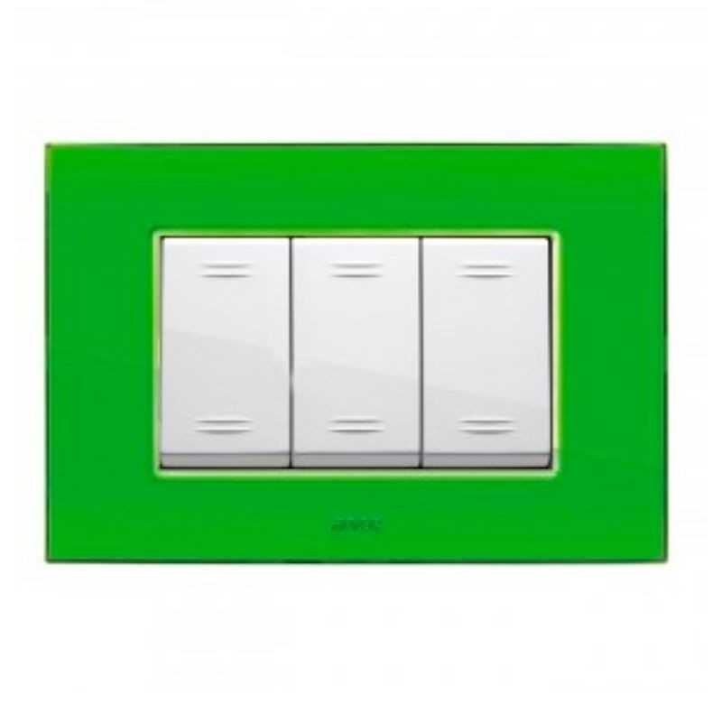 Placca Menta brillante Spring 3 moduli  tecnopolimero Ave 45PS03MTB