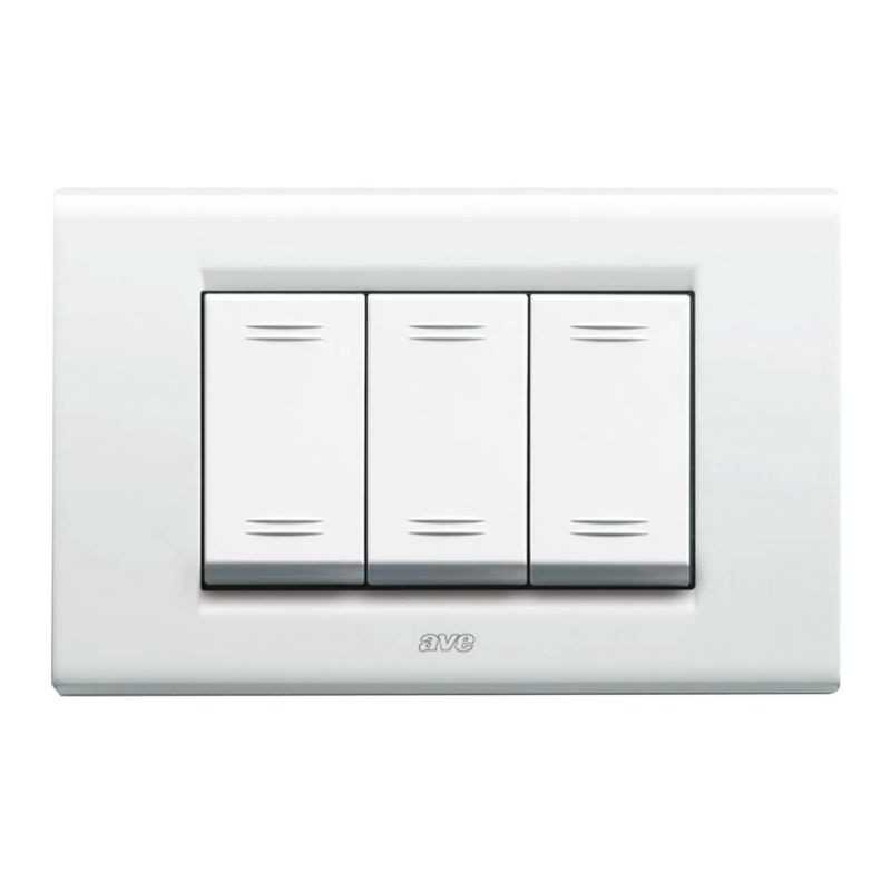 Placca AVE bianco Banquise (RAL 9016) 3 moduli Zama 45 45P93BG