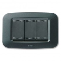 Placca AVE Grigio scuro metallizzato 3 moduli Yes 45 45PY03GSM