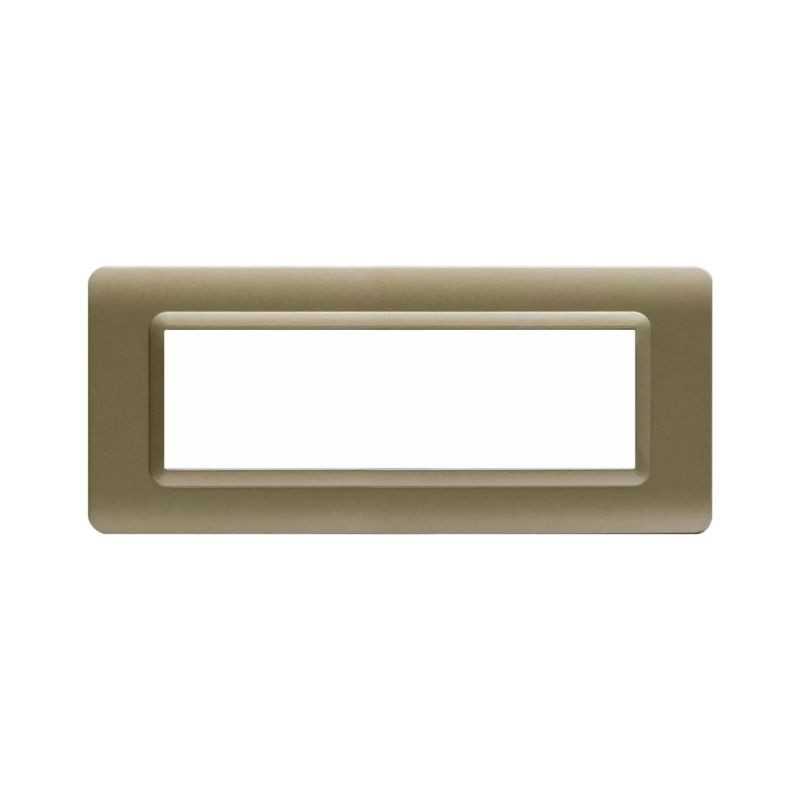 Placca AVE 44PY07CHO "Tecnopolimero Sistema 44" 7 moduli  Champagne opaco