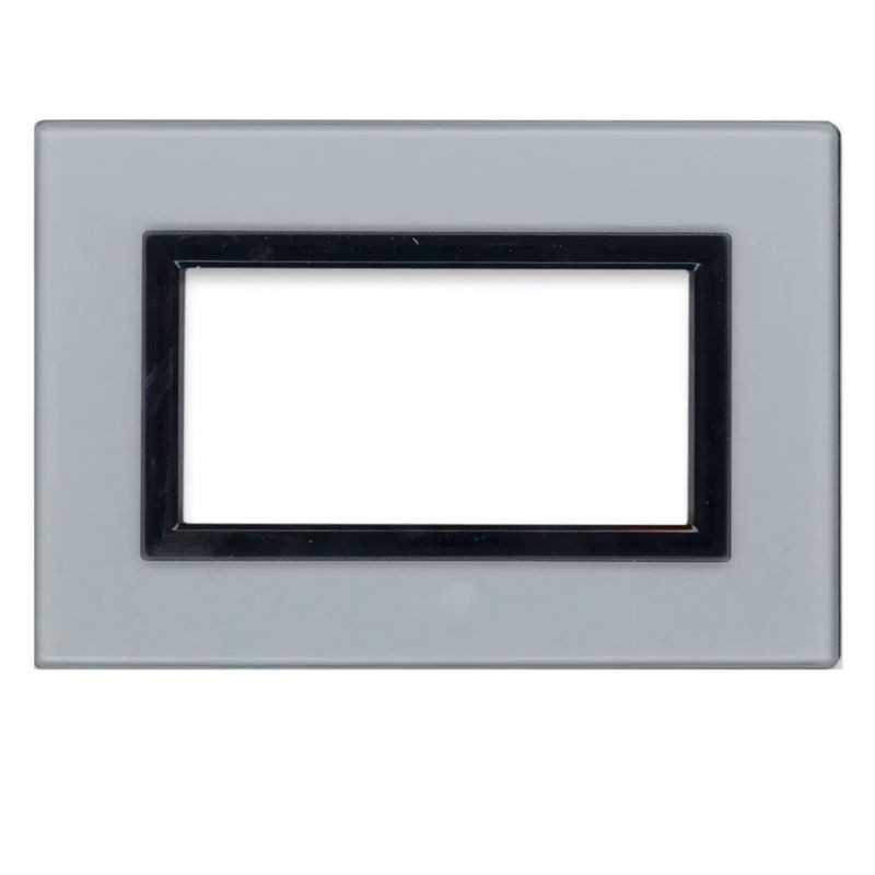 Placca Ave Sistema 44 "Vera 44" Vetro 4 moduli Grigio argentato 44PV4GO