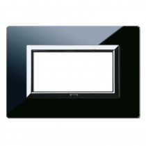 Placca Ave Sistema 44 "Vera 44" Vetro 4 moduli Nero assoluto 44PV4NAL