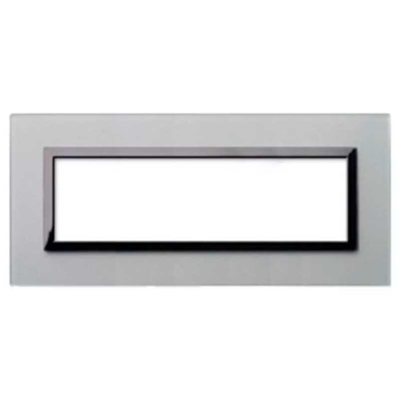 Placca Ave Sistema 44 "Vera 44" Vetro 7 moduli Grigio argentato 44PV7GO