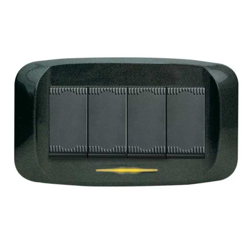 Placca AVE Griglio scuro metallizzato 4 moduli Banquise 45 45PB94GSM
