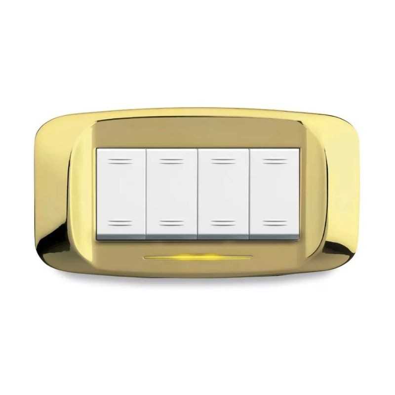 Placca AVE Ottone lucido 4 moduli Banquise 45 45PB94OT