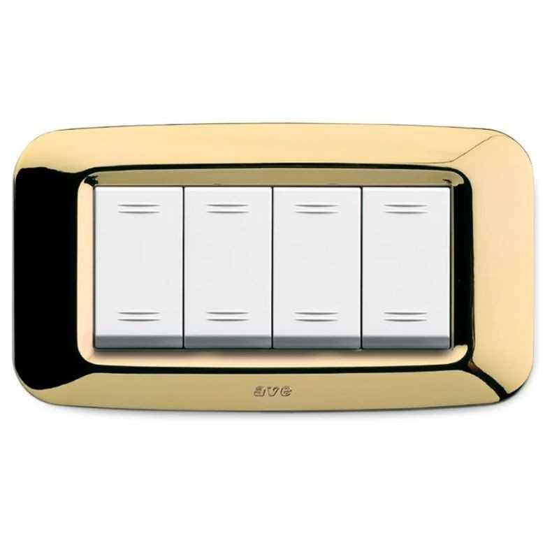 Placca AVE Ottone lucido 4 moduli Yes 45 45PY04OT